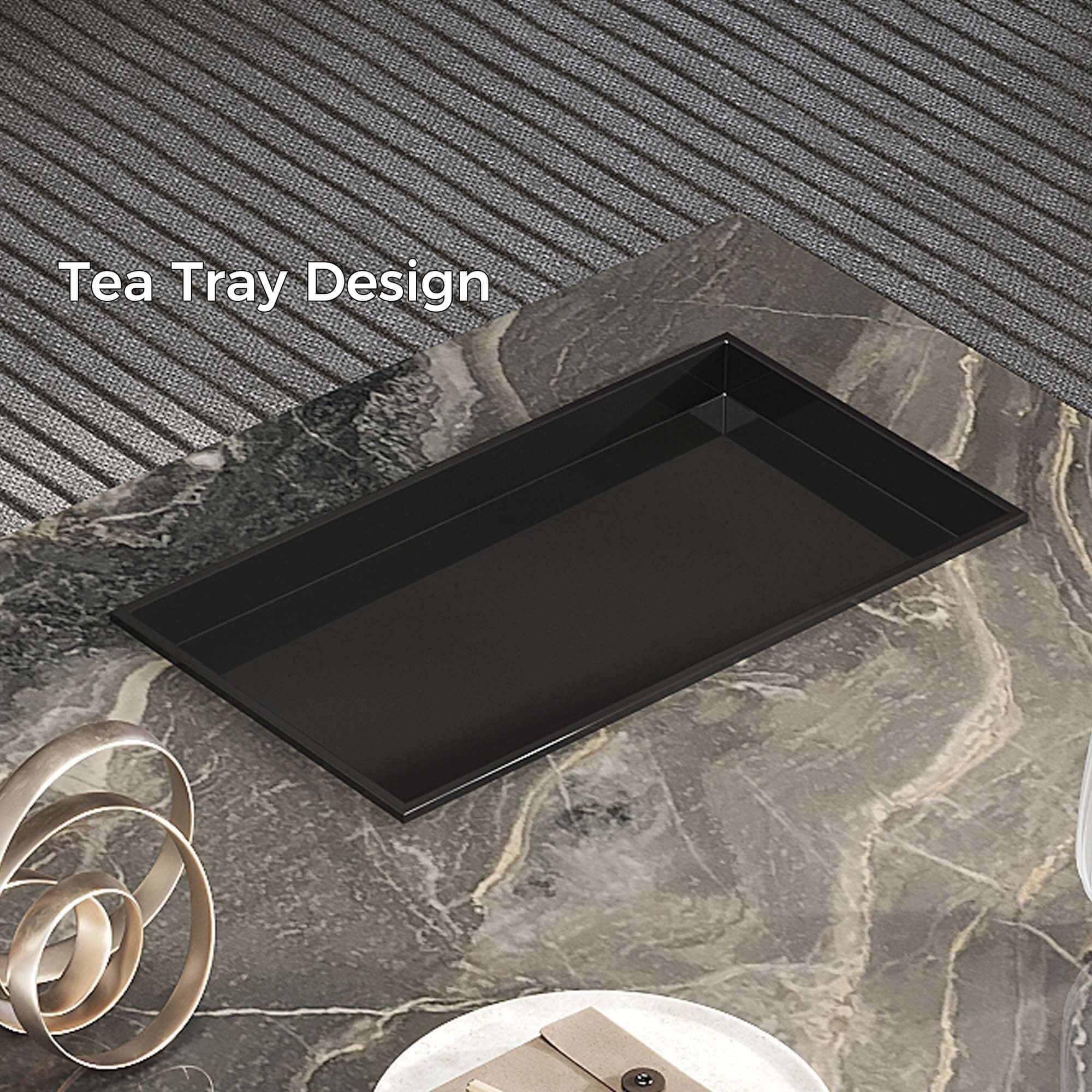 Rectangle coffee table made of light luxury sintered stone with modern design