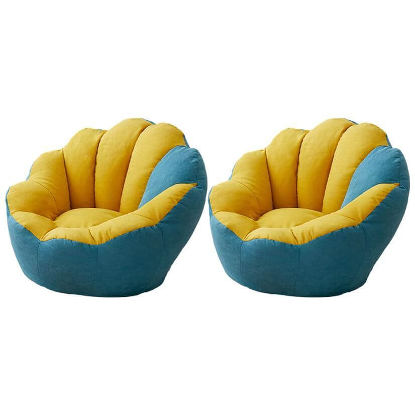 Lemon color cotton blend Papasan chair with slipcover and sewn pillow back accent