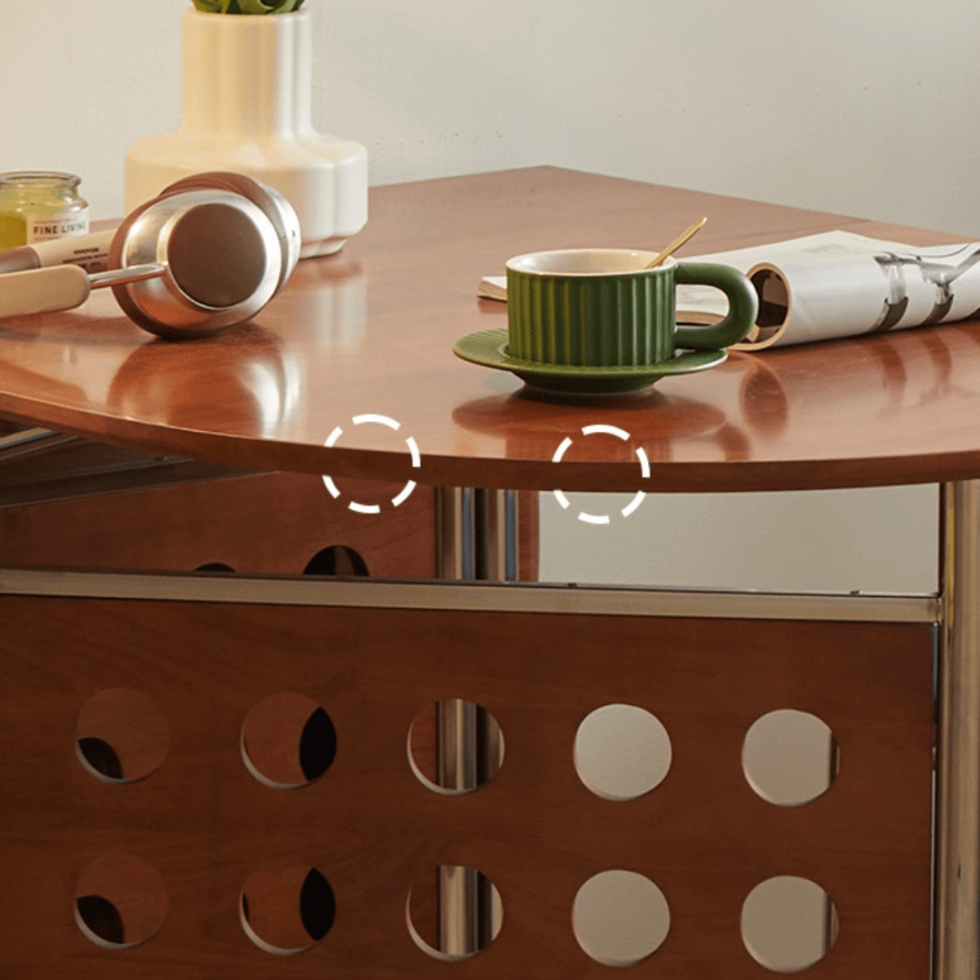 Retro-style dining table with smooth edges, perfect for family meals and work