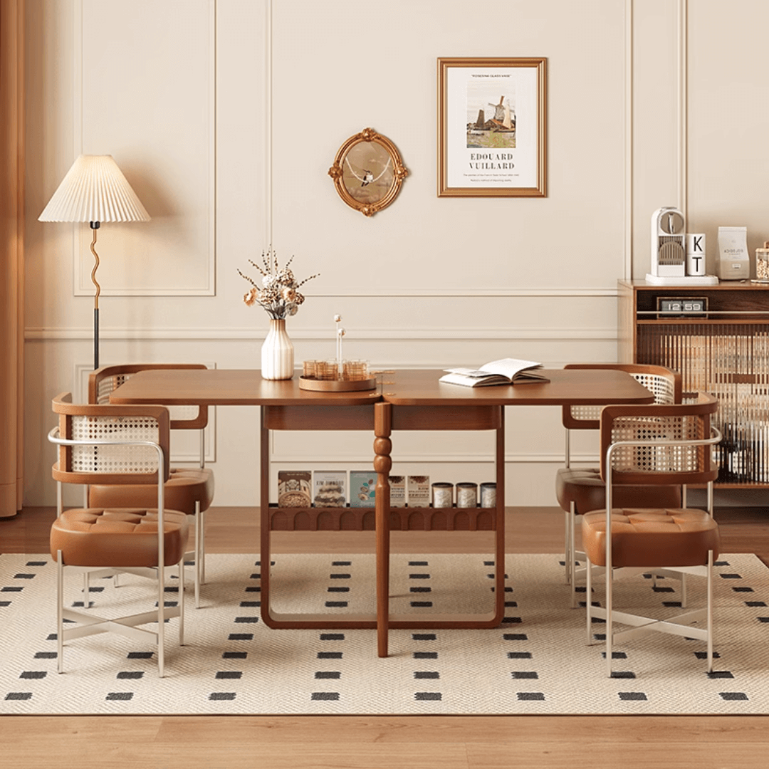 Scandinavian-inspired folding dining table with ample storage for stylish, space-saving home decor main product image Main image