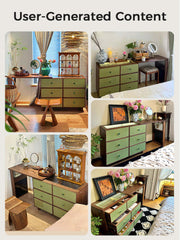 Cocochairs Multifunctional Makeup Vanity Desk with 6 Drawers & Pegboard Storage