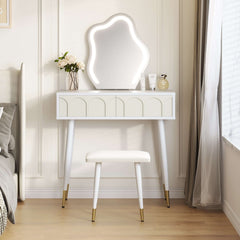 White Black 31.5in. Two Drawer Dresser with Mirror with Chair
