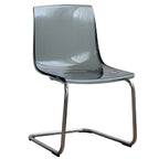 Scandinavian style plastic and acrylic dining side chair with silver legs, non-upholstered design