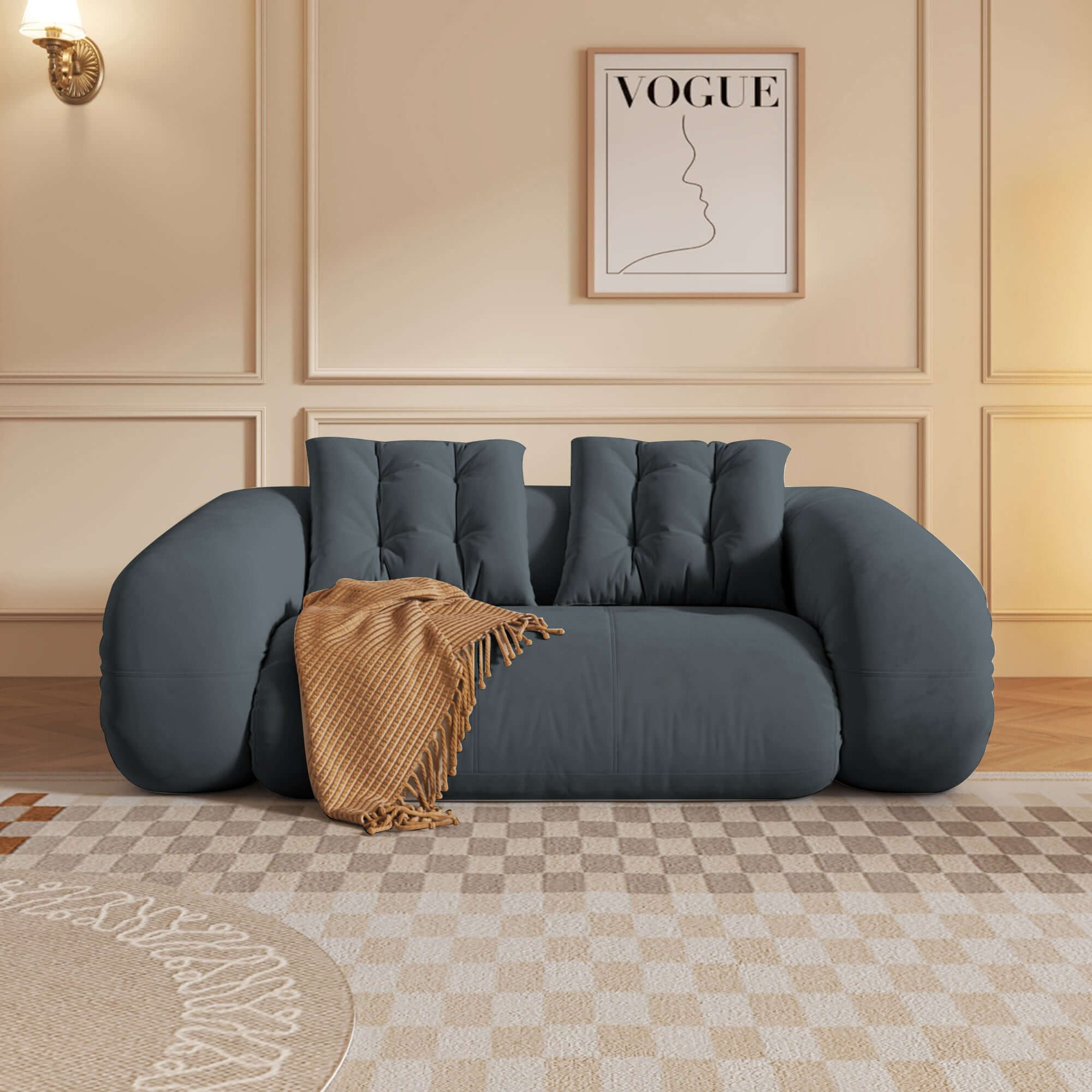 Velvet folding floor sleeper sofa bed with pet-friendly bean bag style design