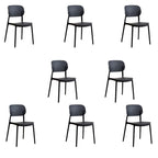 Stackable Scandinavian style plastic and acrylic side chair with low back for dining