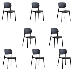 Scandinavian Style Stackable Plastic & Acrylic Side Chair with Low Back Dining Chairs