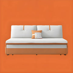 Modern Orange Polyester Blend Sleeper Sofa with Steel Frame and Casters Futons