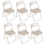 Modern collapsible open back side chair made of plastic and acrylic, ideal for kitchen and dining areas