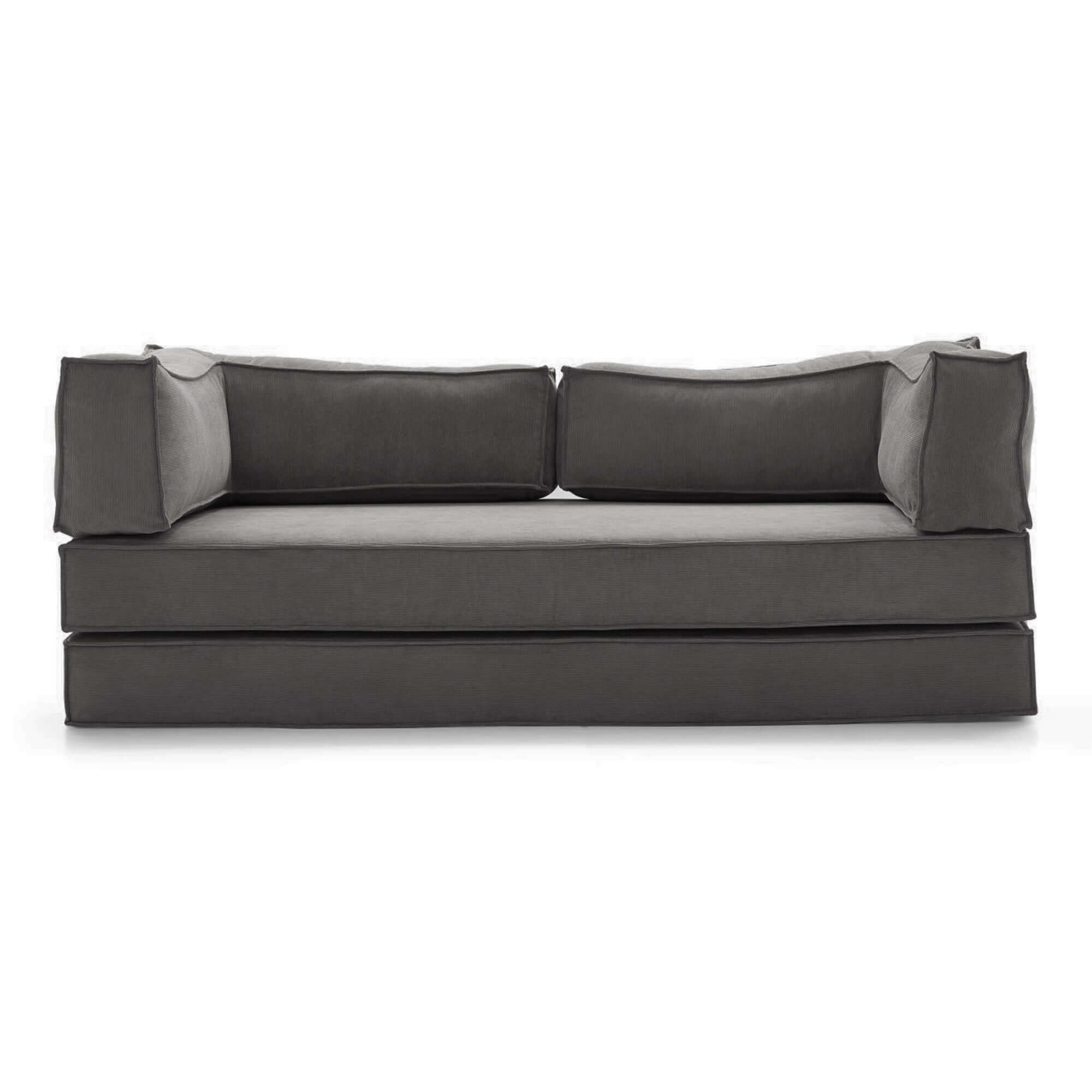 Compressed sofa bed with corduroy fabric and three stainless steel frames, DIY couch design