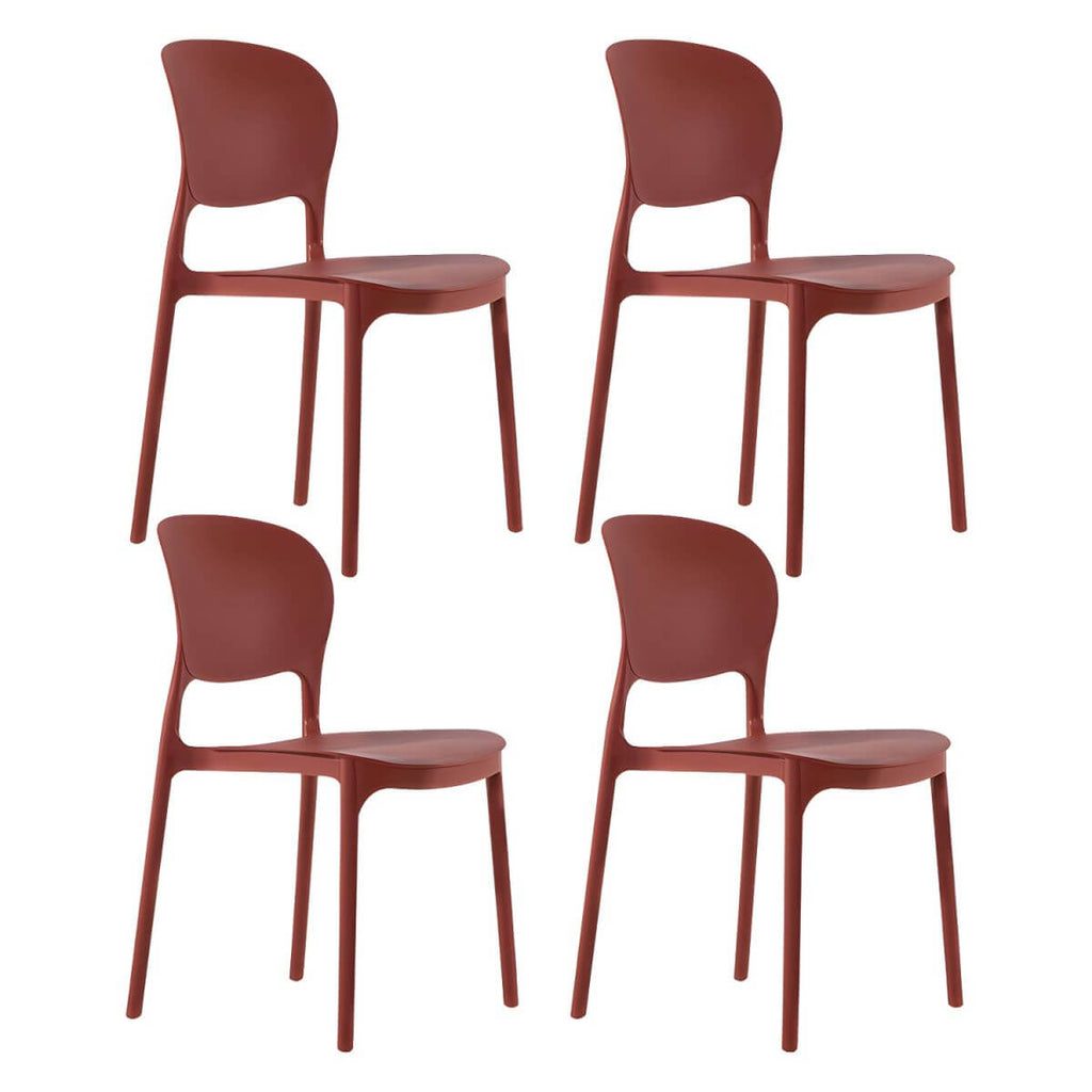 Stackable modern side chair with low back made of plastic and acrylic, perfect for contemporary dining