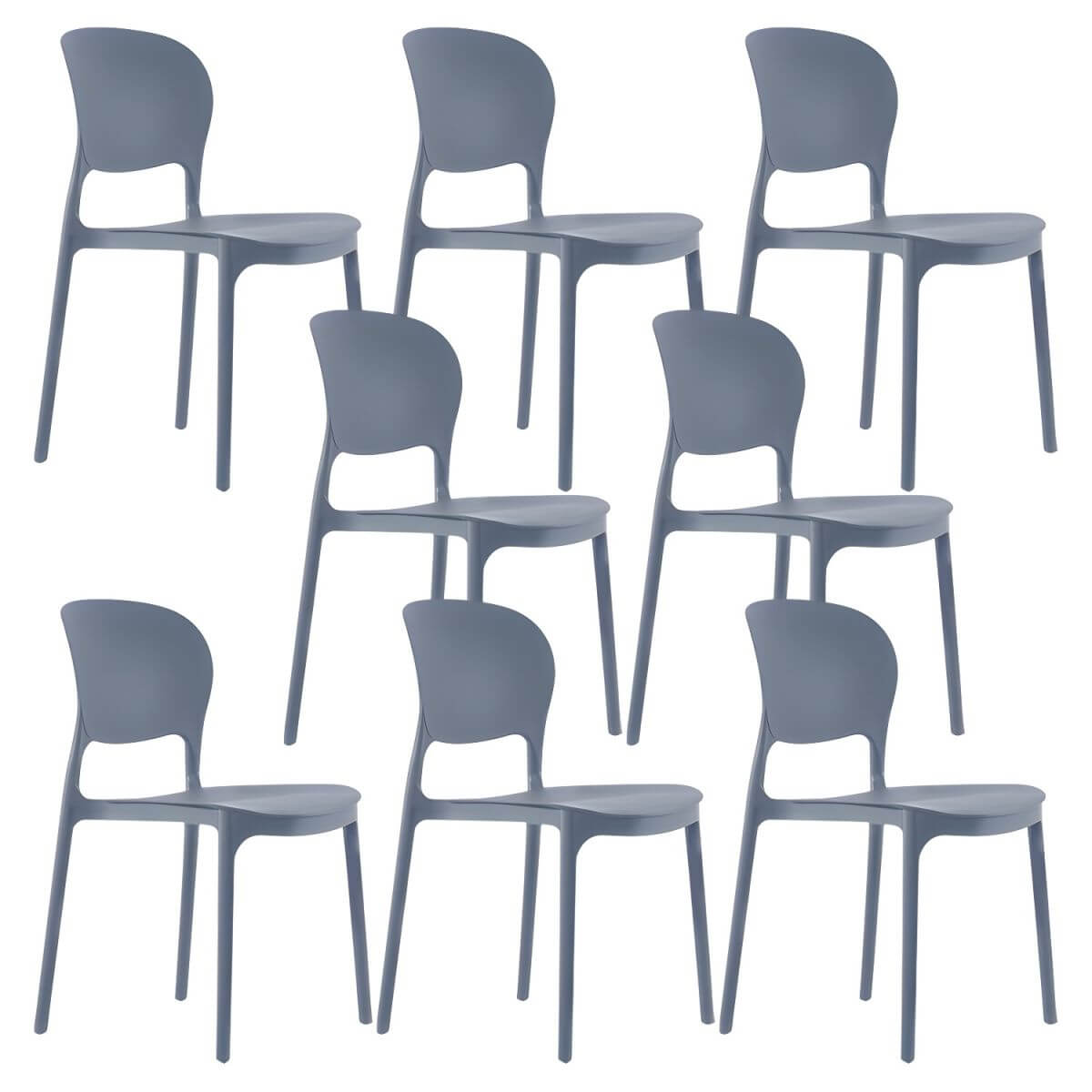 Stackable modern side chair with low back made of plastic and acrylic, perfect for contemporary dining