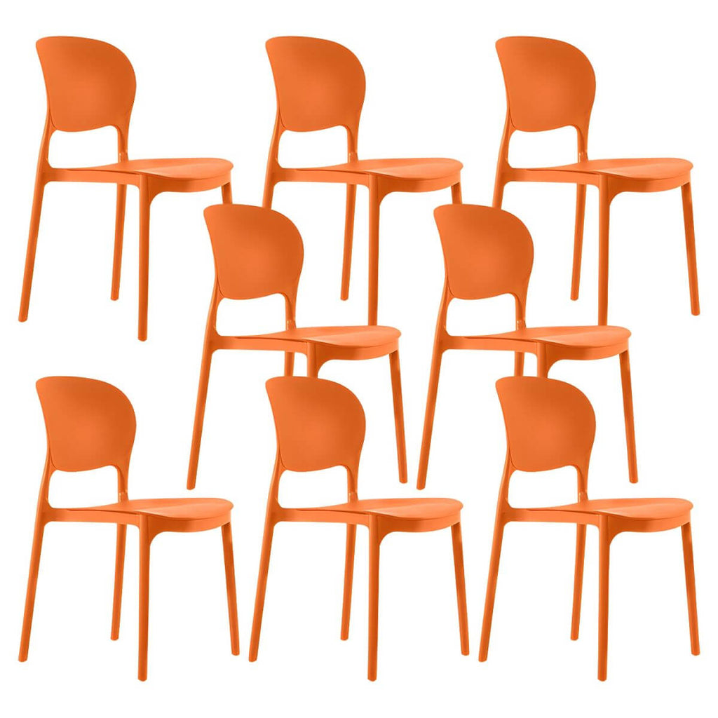 Stackable modern side chair with low back made of plastic and acrylic, perfect for contemporary dining