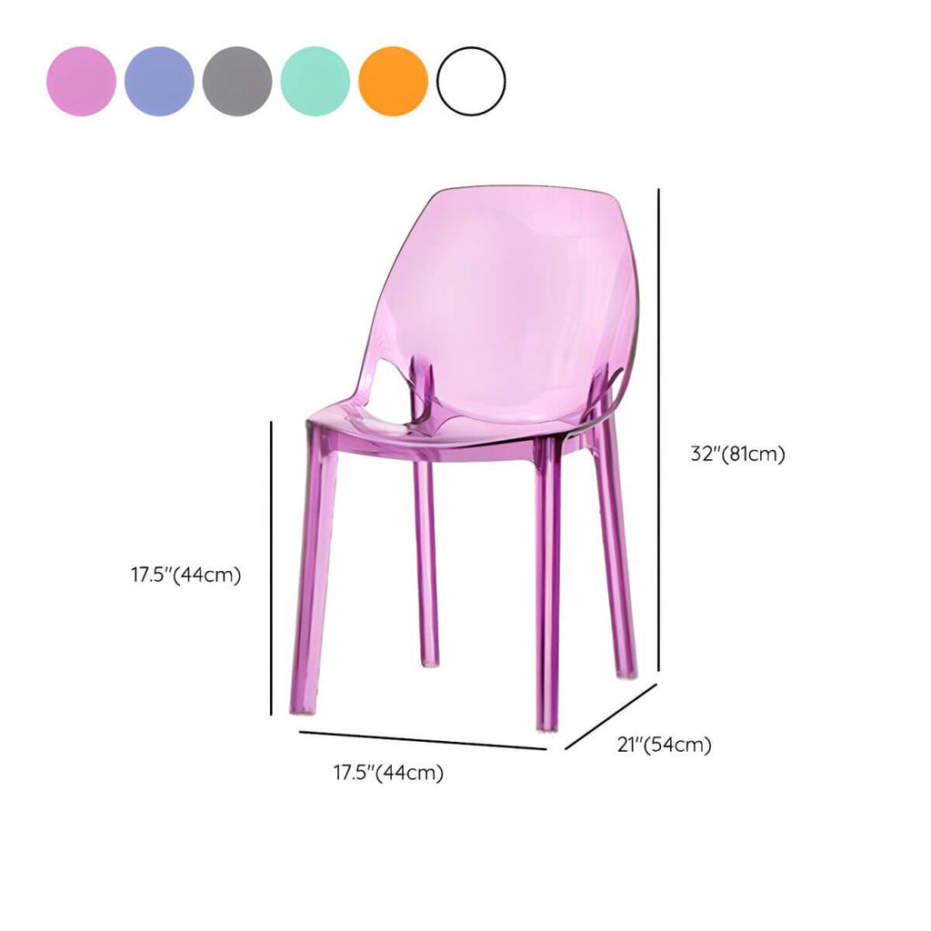 Armless acrylic side Parsons dining chair for indoor home use