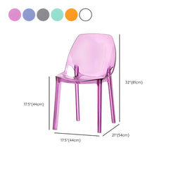 Home Indoor Armless Dining Chairs Acrylic Side Parsons Chair Dining Chairs