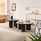 Round terrazzo coffee table with elegant design, perfect for adding sophistication to your living room main product image