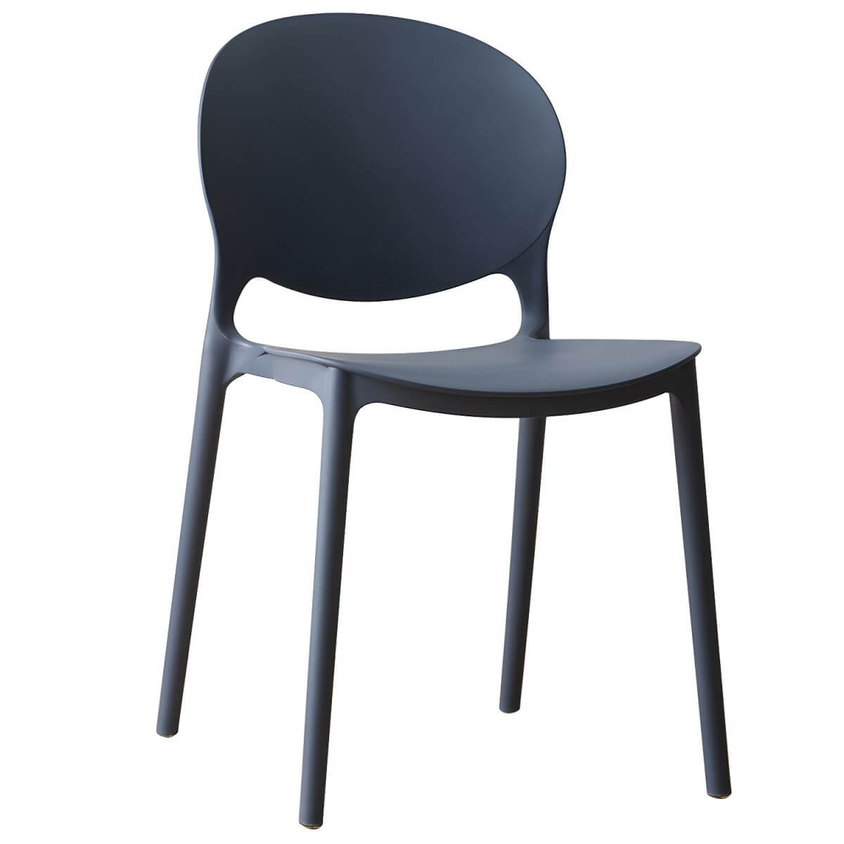 Scandinavian plastic dining chair with open back and four legs, ideal for home use