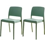 Scandinavian plastic and acrylic dining chair with low backrest and armless design
