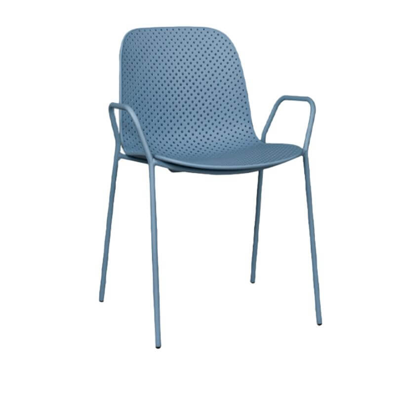 Scandinavian stackable kitchen chair with plastic and acrylic seat and metal legs