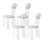 Contemporary upholstered dining chair with clear acrylic frame for kitchen seating
