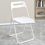 Modern collapsible open back side chair made of plastic and acrylic, ideal for kitchen and dining areas