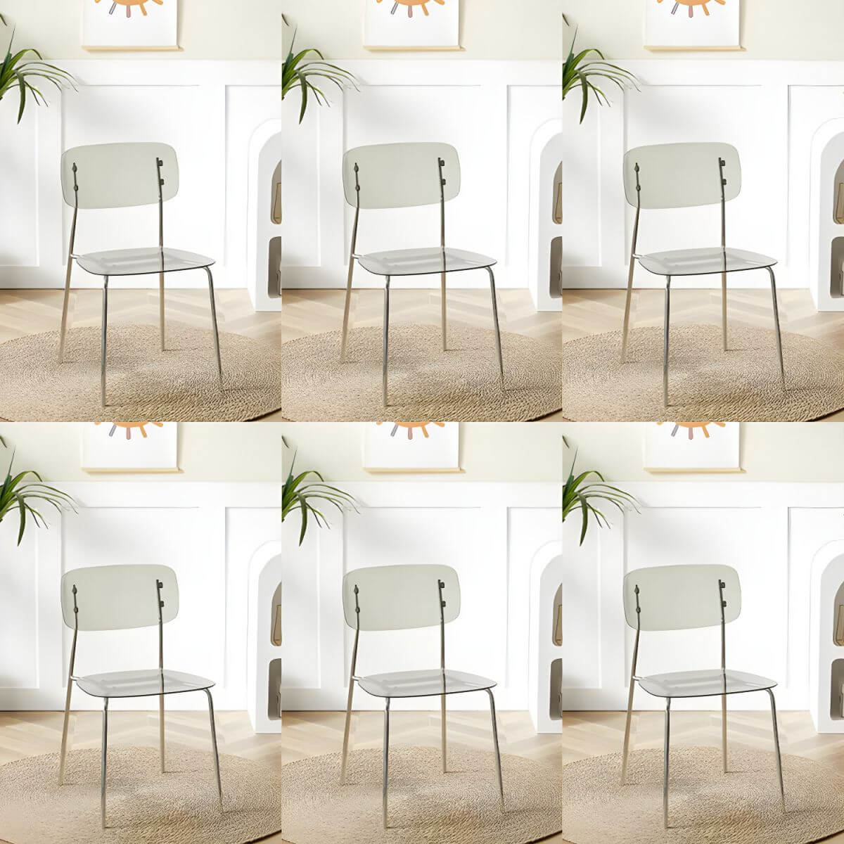 Transparent acrylic dining chair with modern design, perfect for living room and kitchen seating