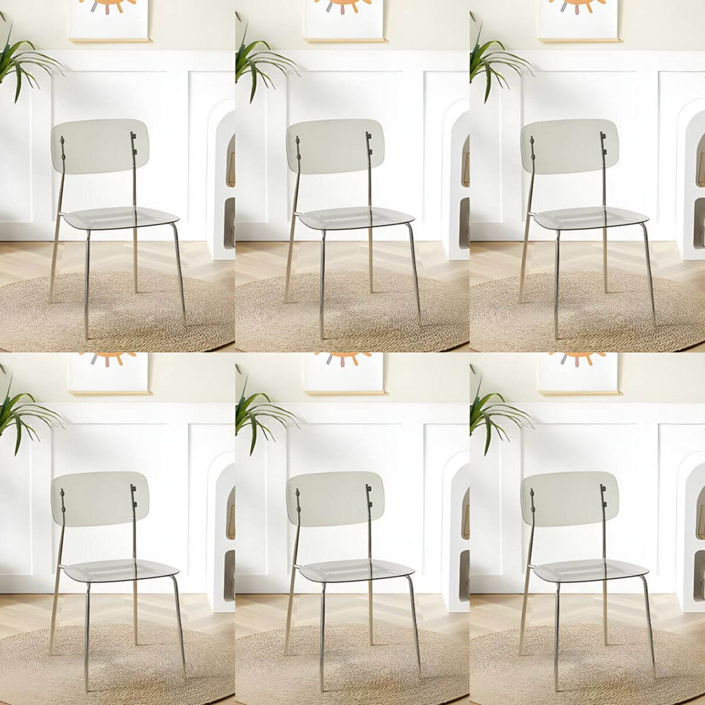 Transparent acrylic dining chair with modern design, perfect for living room and kitchen seating