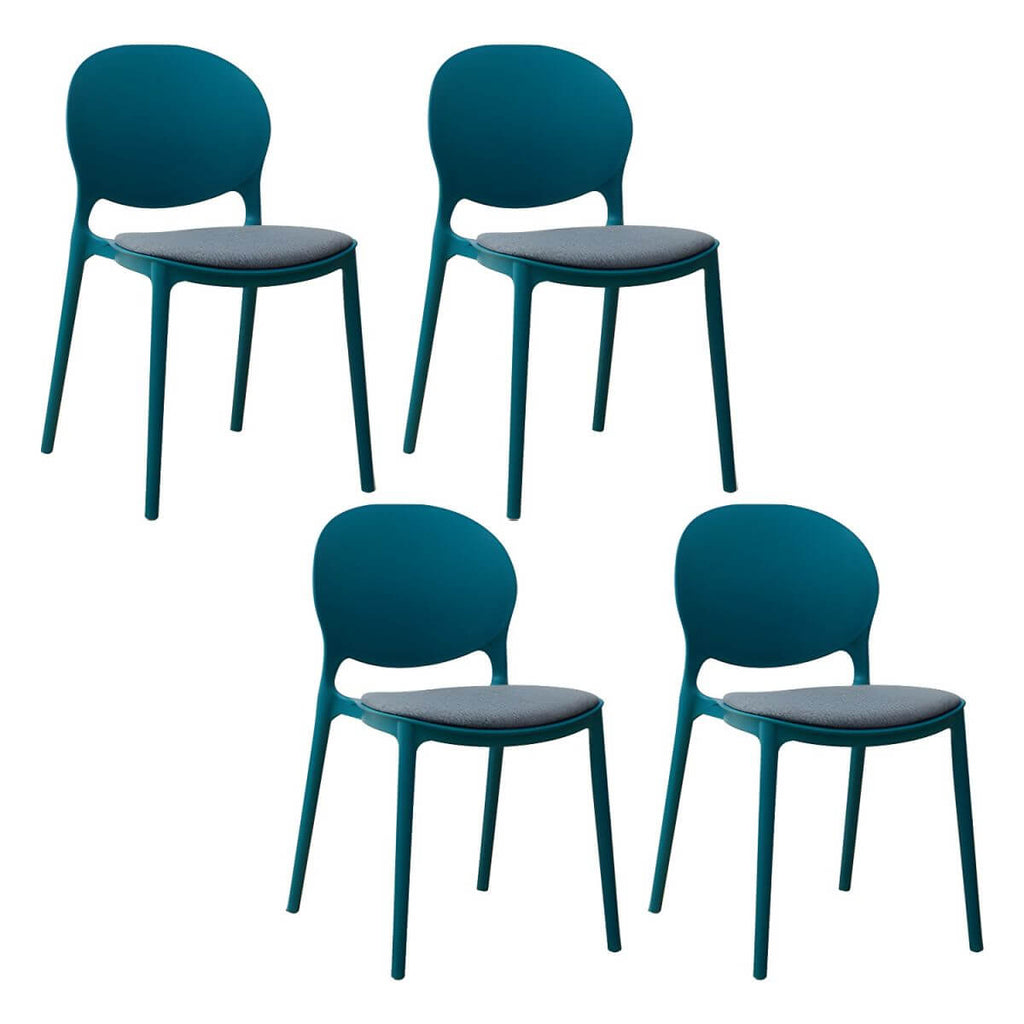 Scandinavian plastic dining chair with open back and four legs, ideal for home use