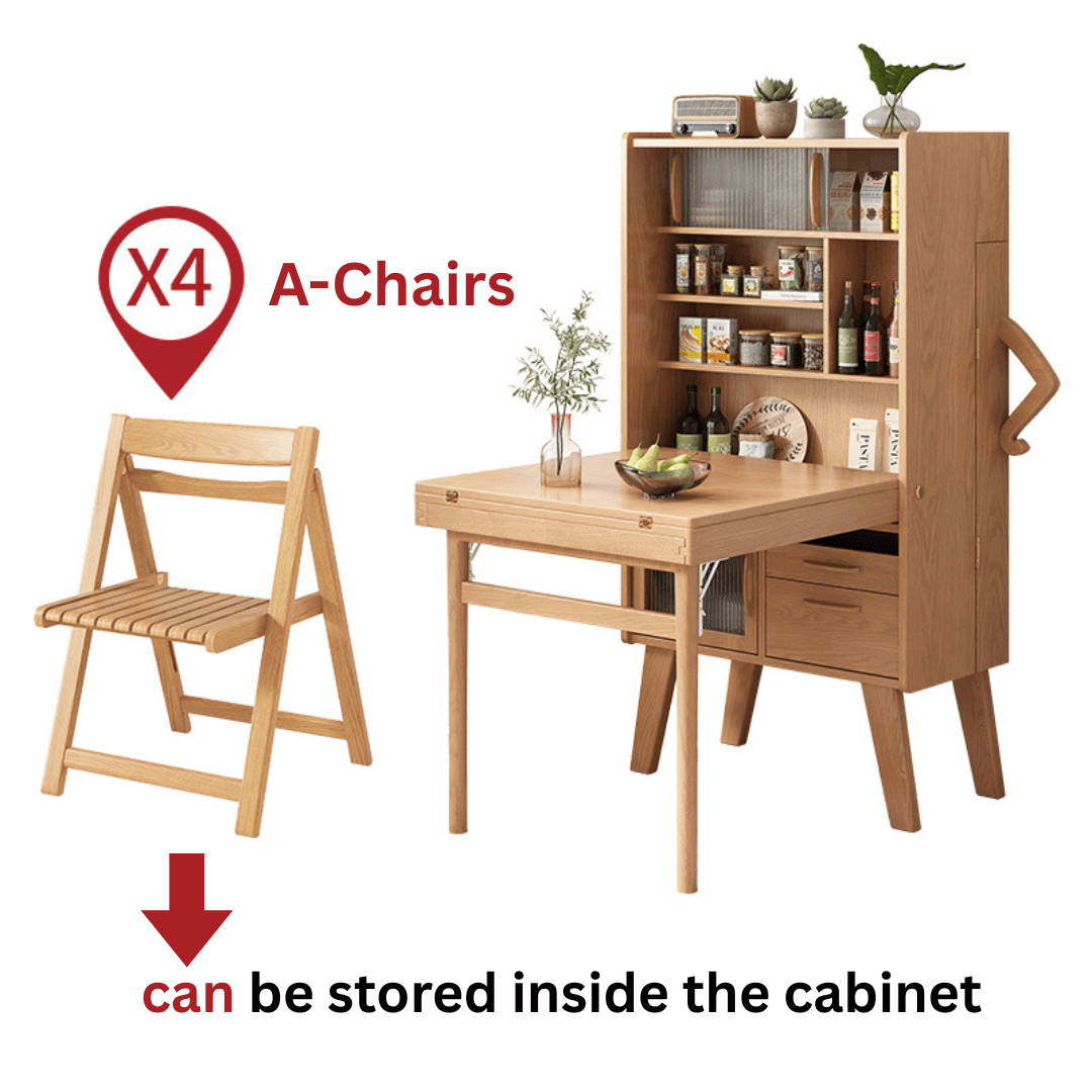 Modern minimalist wood dining room set with foldable features for space-saving