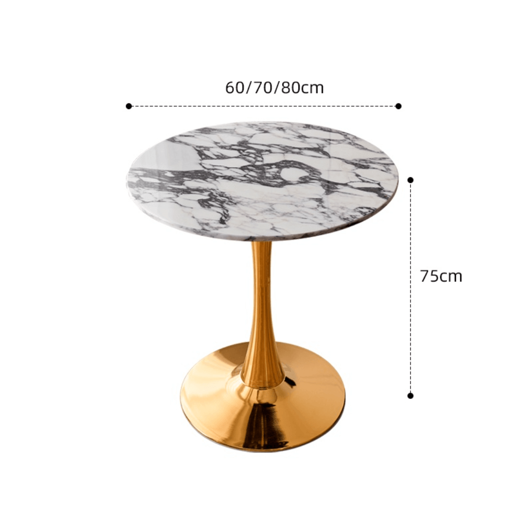 Modern marble table with sturdy metal base, perfect for adding a timeless aesthetic to any space