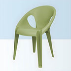 Stackable modern arm chair with open back made of plastic and acrylic for dining