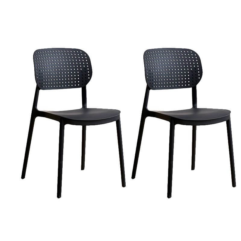 Stackable Scandinavian style plastic and acrylic side chair with low back for dining