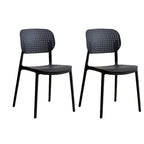 Stackable Scandinavian style plastic and acrylic side chair with low back for dining