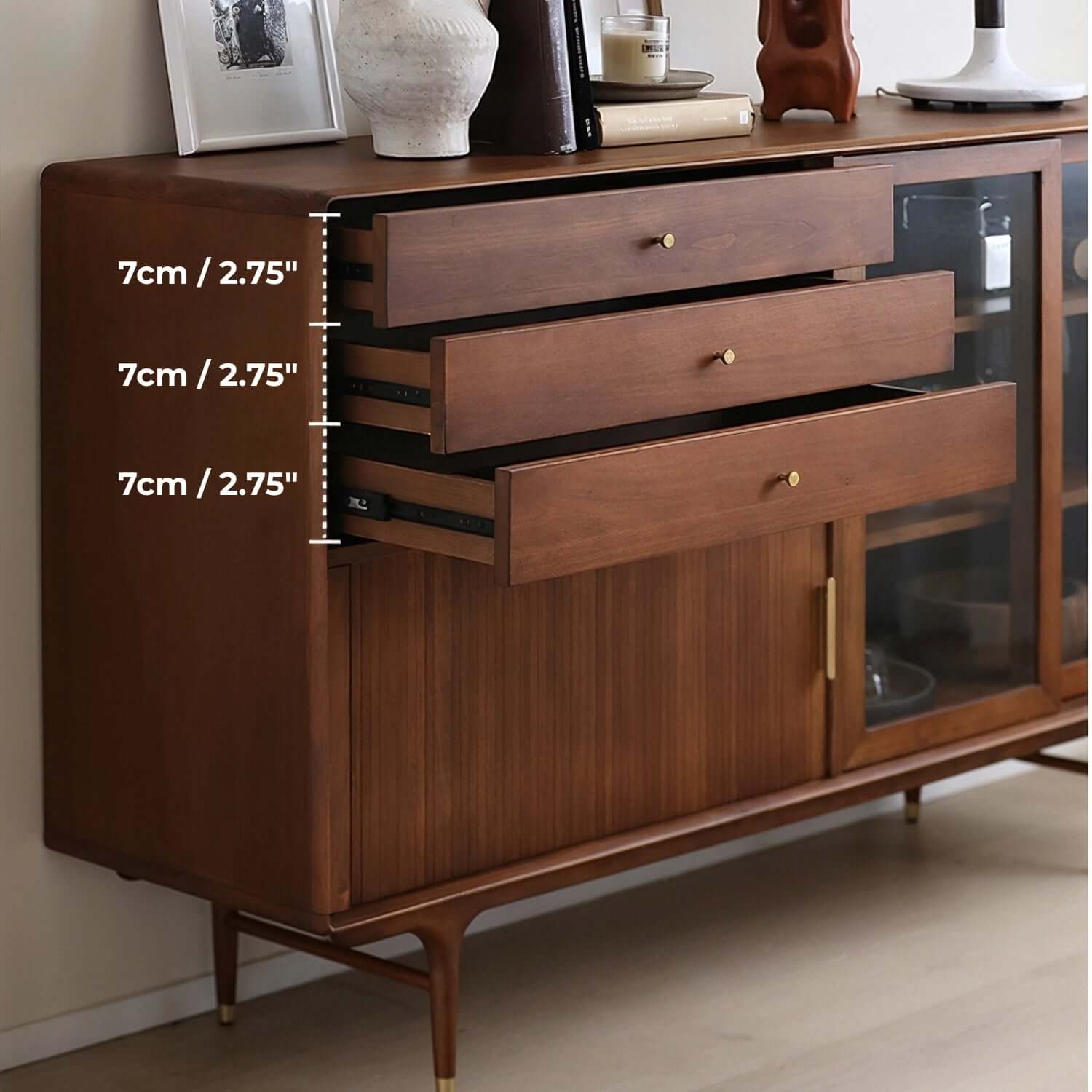 63" American Boxwood Tambour Sideboard Cabinet