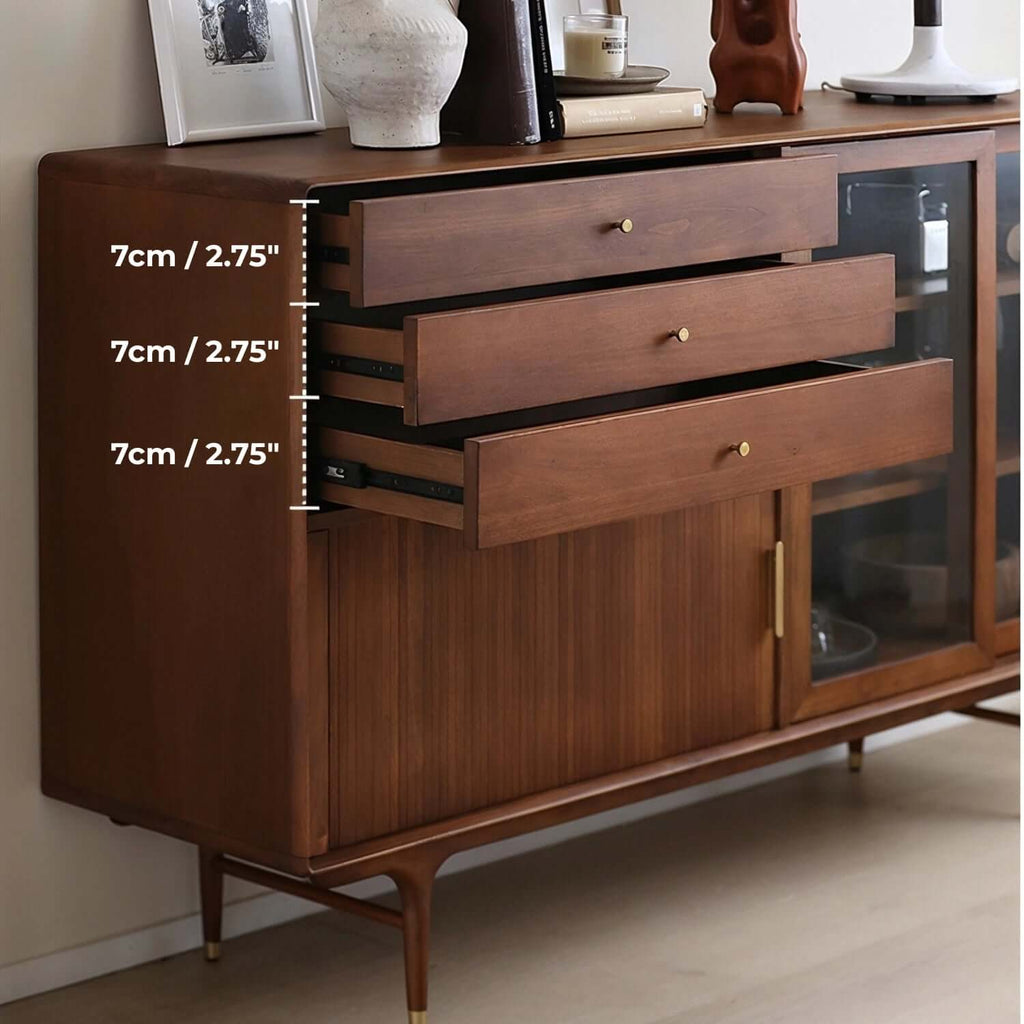 63" American Boxwood Tambour Sideboard Cabinet