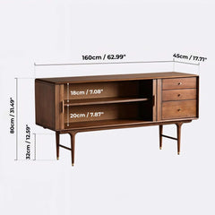 63" Boxwood Buffet Cabinet With Three Drawers