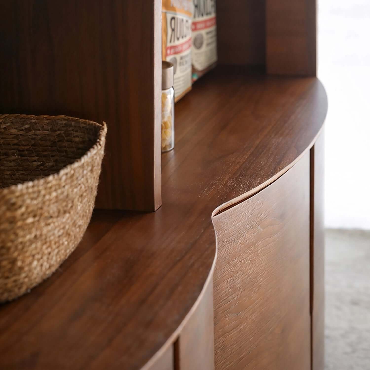 63" Modern Walnut Buffet Cabinet with Double Door Storage
