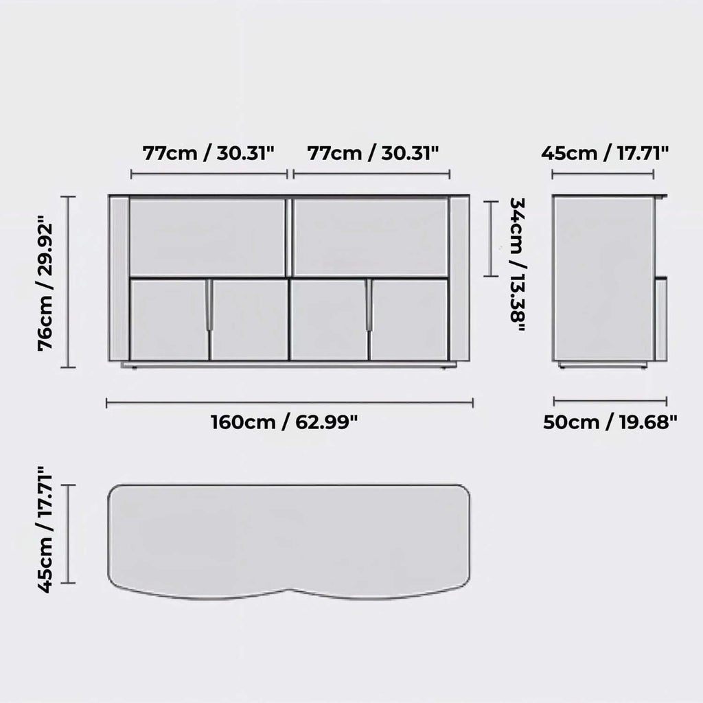 63" Modern Walnut Buffet Cabinet with Double Door Storage