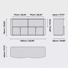 63" Modern Walnut Buffet Cabinet with Double Door Storage