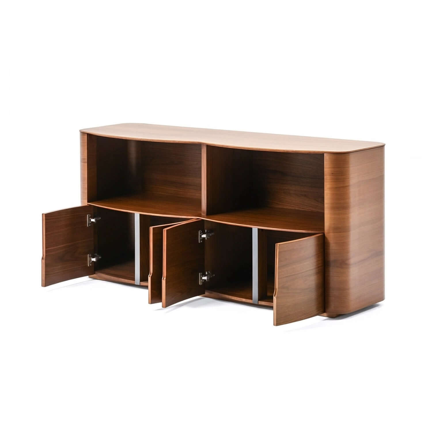 63" Modern Walnut Buffet Cabinet with Double Door Storage