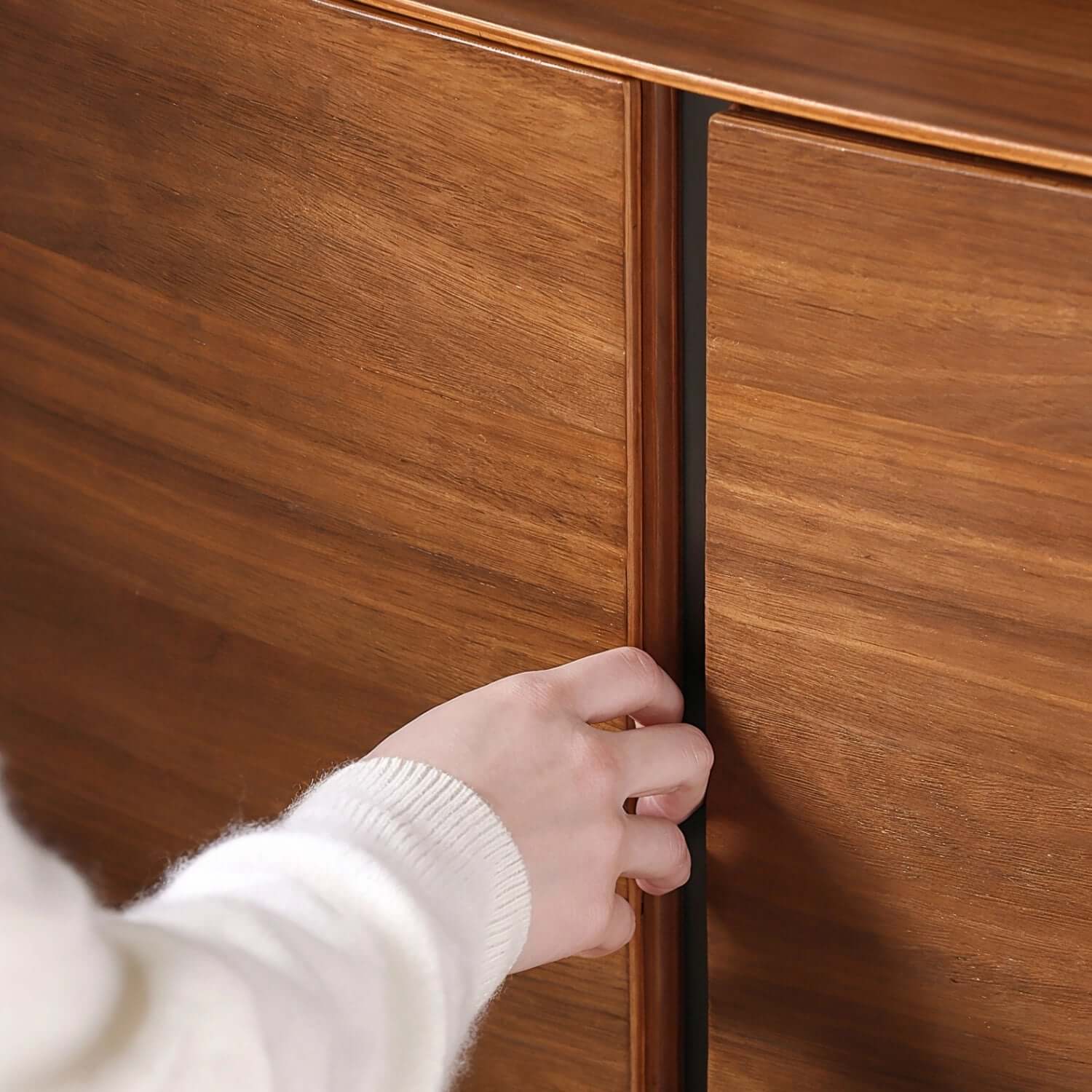 63" Modern Walnut Buffet Cabinet with Double Door Storage