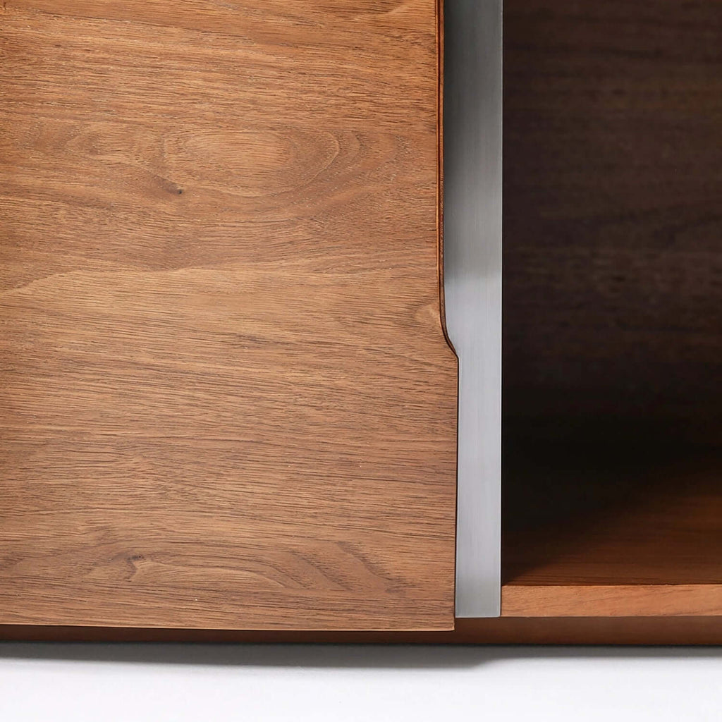 63" Modern Walnut Buffet Cabinet with Double Door Storage