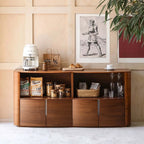 63" Modern Walnut Buffet Cabinet with Double Door Storage Main Product Image