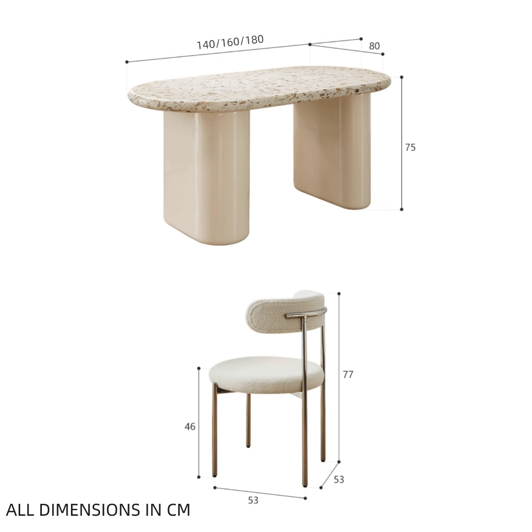 Terrazzo dining table combining premium quality with safety and stylish design
