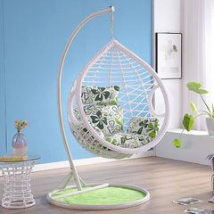 Heat Resistant Metal Porch Swing with Cushions, Chain, and Stand Porch Swings