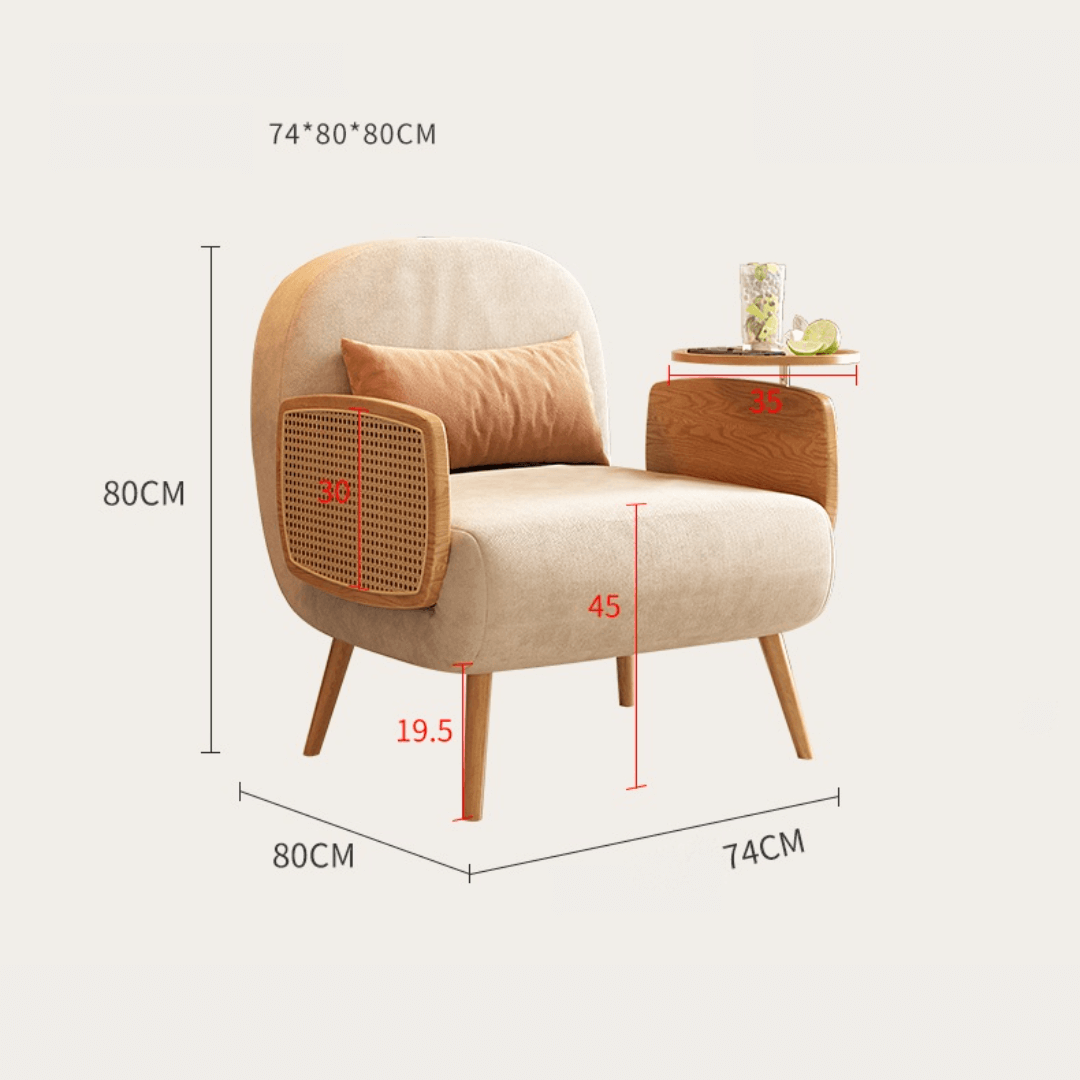 MidCentury modern single sofa bed with rattan, convertible folding daybed and lounge chair