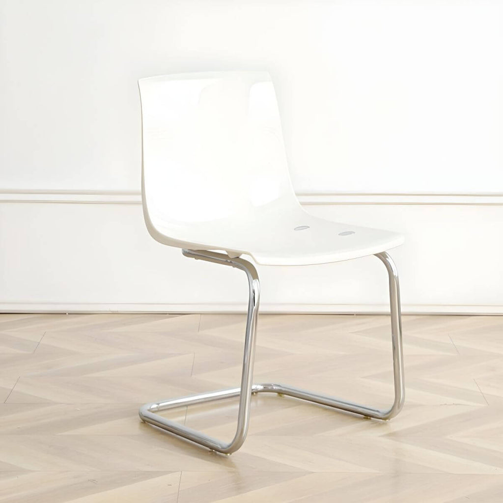 Scandinavian style plastic and acrylic non-upholstered side dining chair