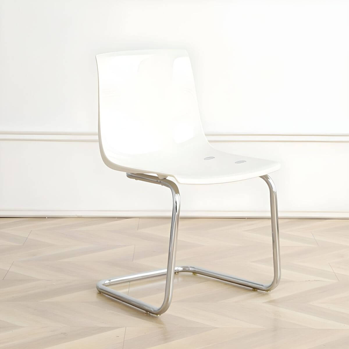 Scandinavian style plastic and acrylic non-upholstered side dining chair