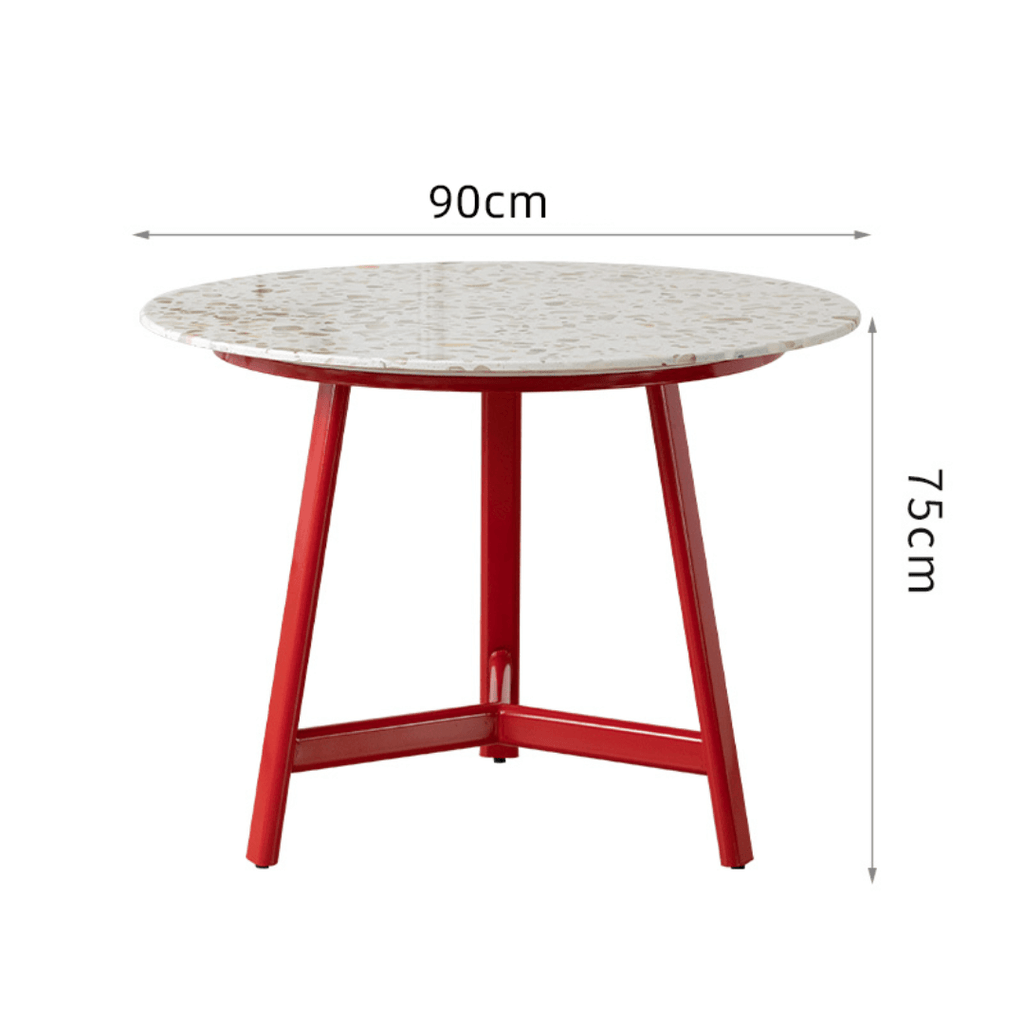 Modern terrazzo dining table with sleek design, perfect for cozy meals and home office use
