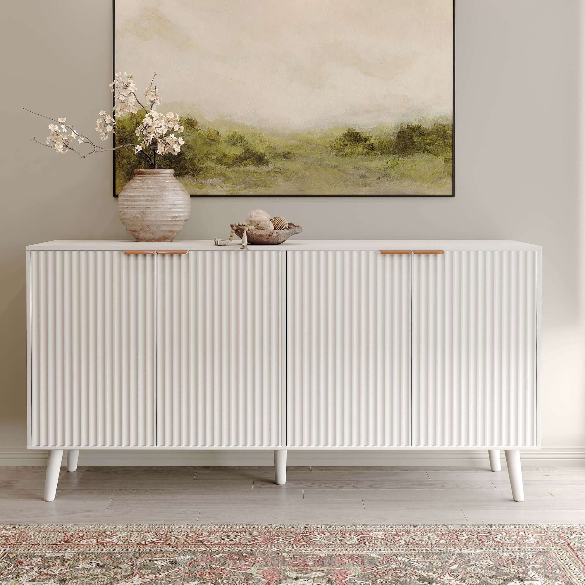 Modern sideboard buffet cabinet featuring adjustable shelves for versatile storage