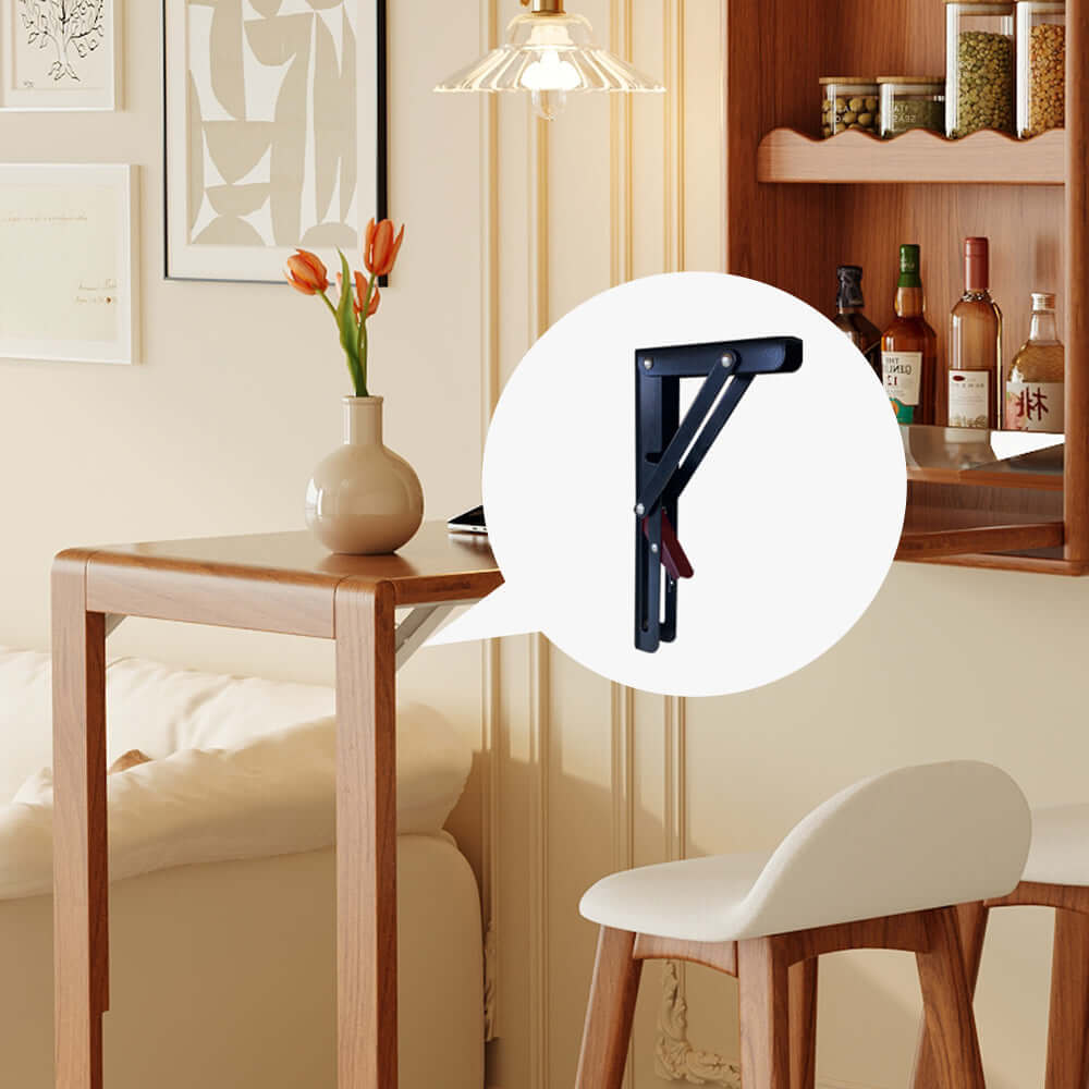 Foldable solid wood bar table organizer for compact and stylish storage